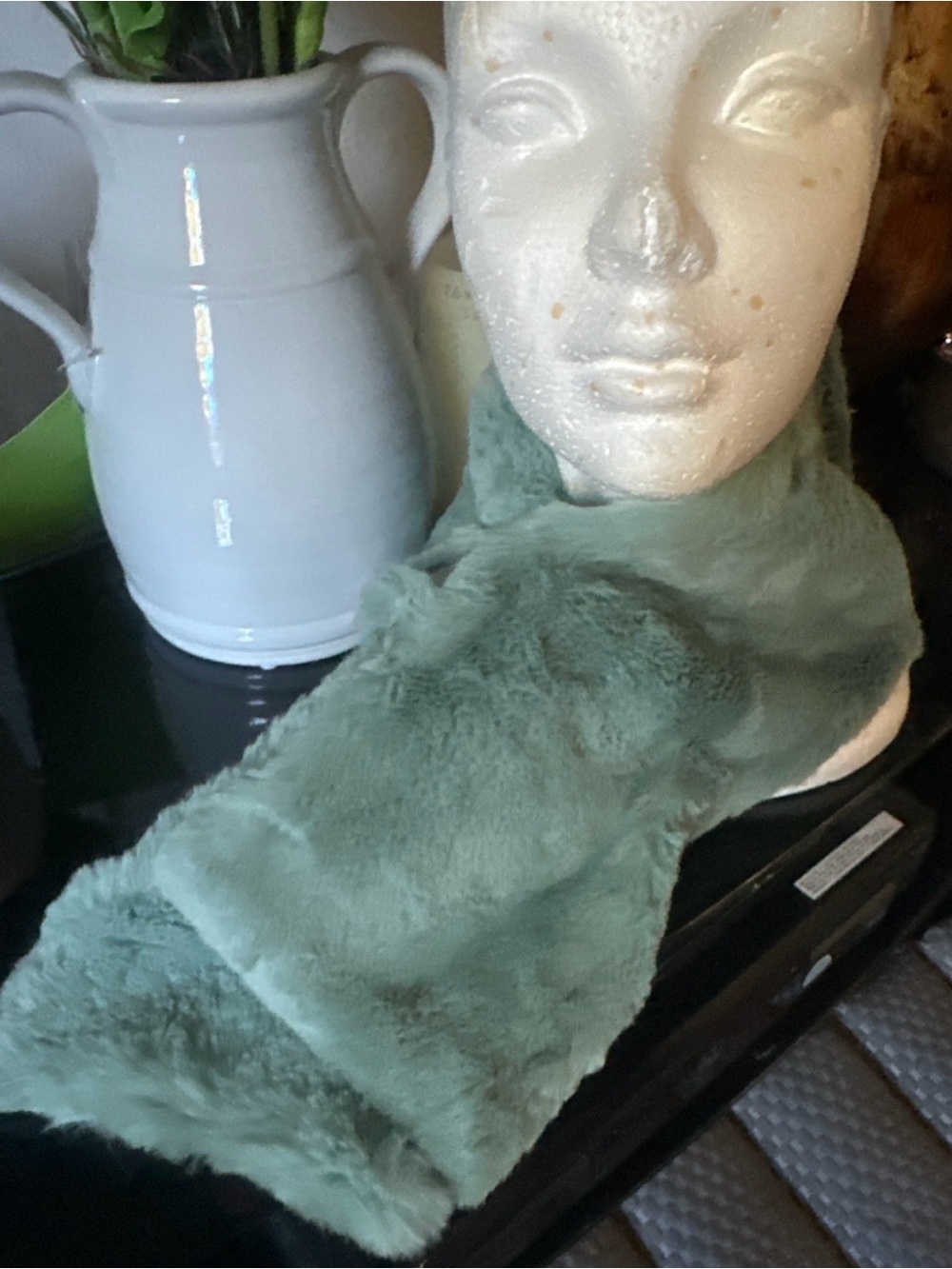 Fendi 100% Lapin Fur Scarf Aqua color